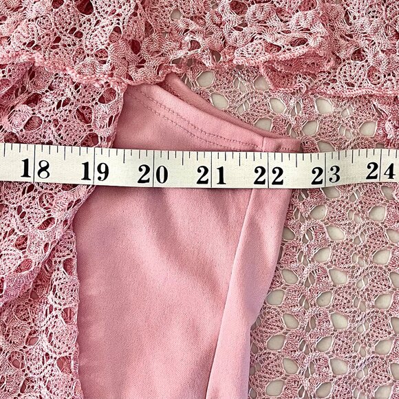 Pretty Pink Top Tank w/ Attached Lace Overlay Size 2X Pearl Feature by Jade Moon - Picture 8 of 12